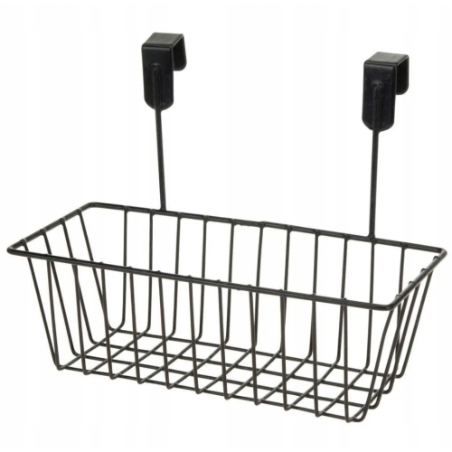 Koszyk zawieszana półka na drzwi szafkę organizer 28x12x21,5 cm CZARNY