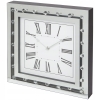 Zegar ścienny szklany z diamentami STYL GLAMOUR 34 x 34cm NA BATERIE silver