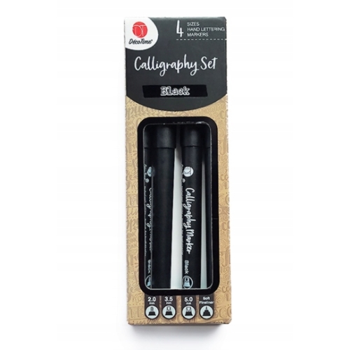 PISAKI DO KALIGRAFII ZESTAW 3 SZTUK CZARNE 2,3,5 mm + FINELINER DecoTime