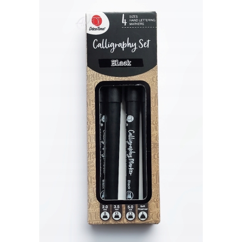 PISAKI DO KALIGRAFII ZESTAW 3 SZTUK CZARNE 2,3,5 mm + FINELINER DecoTime
