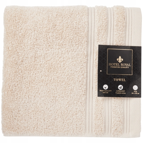 Ręcznik kąpielowy Hotel Royal 100 % BAWEŁNA BEŻOWY 550 GSM 50 x 100 cm