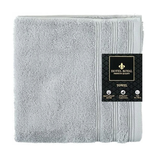 Ręcznik kąpielowy Hotel Royal 100 % BAWEŁNA SZARY 550 GSM 50 x 100 cm