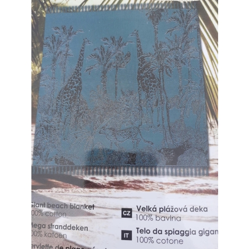 BAWEŁNIANY KOC NARZUTA RĘCZNIK PLAŻOWY DUŻY na wakacje XXL 200x200 cm 722