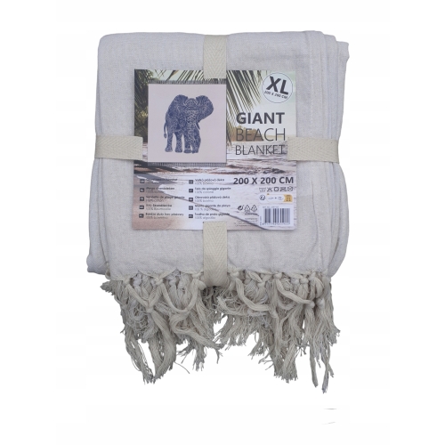BAWEŁNIANY KOC NARZUTA RĘCZNIK PLAŻOWY DUŻY na wakacje XXL 200x200 cm 722