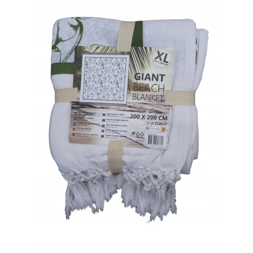 BAWEŁNIANY KOC NARZUTA RĘCZNIK PLAŻOWY DUŻY na wakacje XXL 200x200 cm 722