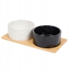 Zestaw dwóch misek ceramicznych bambusowa podstawa dla kota psa 29,5x15x6,5