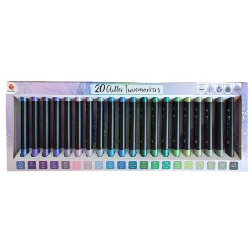 MAZAKI PISAKI MARKERY FLAMASTRY TWINMARKERS WATER GLITTER 71-120 20 SZTUK