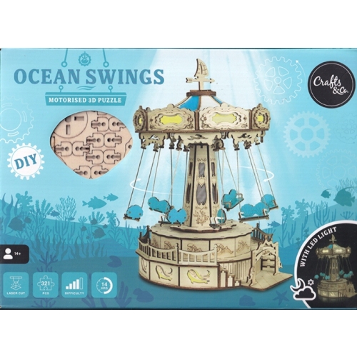ZRÓB TO SAM DREWNIANA KARUZELA OBRACANA Z POZYTYWKĄ LED OCEAN SWINGS 321PCS