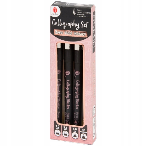 Markery do kaligrafii DécoTime 4 szt. 2,0 3,5 5,0 soft fineliner Rose Gold