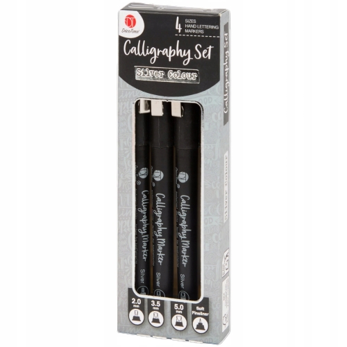 Markery do kaligrafii DécoTime 4 szt. 2,0 3,5 5,0 soft fineliner Silver
