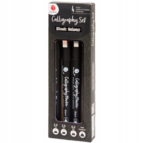 Markery do kaligrafii DécoTime 4 szt. 2,0 3,5 5,0 soft fineliner BLACK