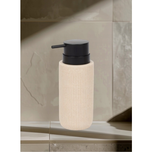 DOZOWNIK NA MYDŁO W PŁYNIE ŁAZIENKOWY WOLNOSTOJĄCY WYTRZYMAŁY BEŻOWY