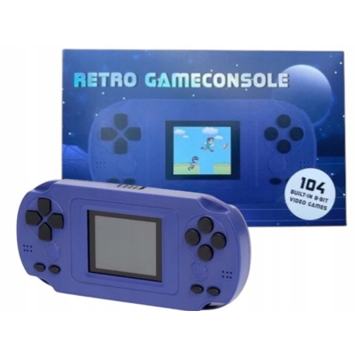 RETRO GAME CONSOLE PRZENOŚNA KONSOLA DO GIER 104 GRY niebieska