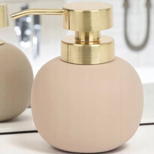 DOZOWNIK KULISTY NA MYDŁO PŁYN ZŁOTA POMPKA SZKLANY BEŻOWY