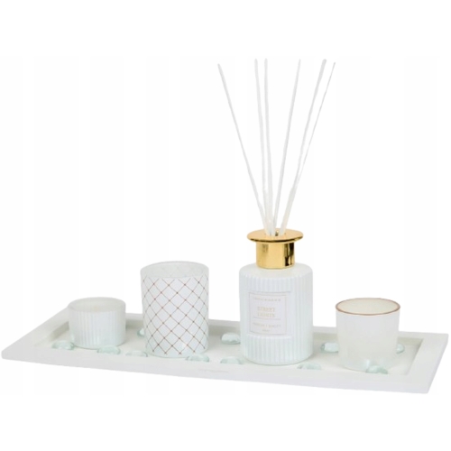 ZESTAW ZAPACHOWY AROMA SET STREET LIGHT DYFUZOR ŚWIECA KAMYCZKI NA TACCE
