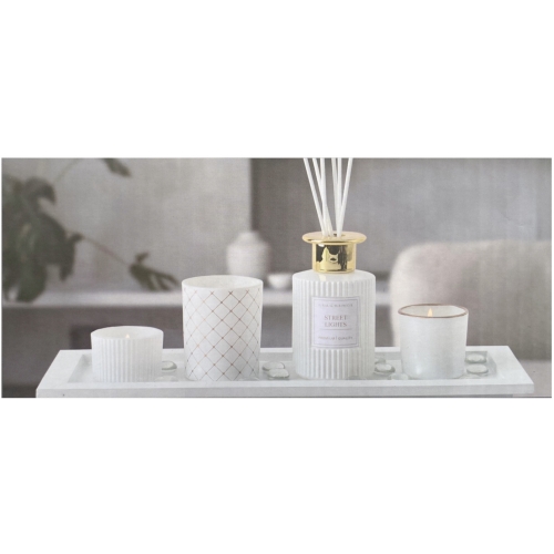 ZESTAW ZAPACHOWY AROMA SET STREET LIGHT DYFUZOR ŚWIECA KAMYCZKI NA TACCE