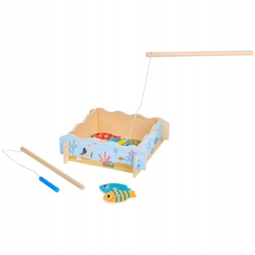 Drewniany Zestaw do Łowienia Rybek Dla Dzieci Gra Zręcznościowa MEDUZA 18M+