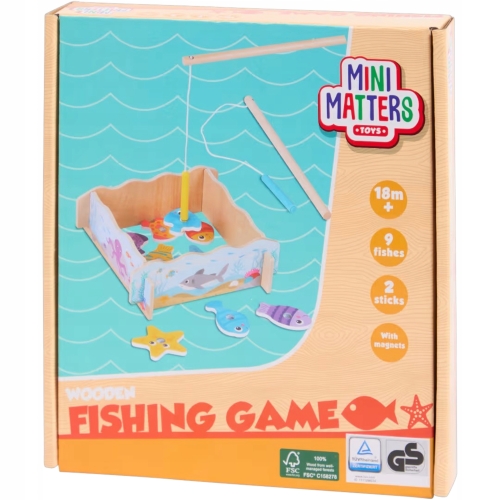 Drewniany Zestaw do Łowienia Rybek Dla Dzieci Gra Zręcznościowa REKIN 18m+
