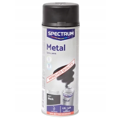 Szybkoschący Lakier Akrylowy do Metalu Spray Matt Black Spectrum 400 ml