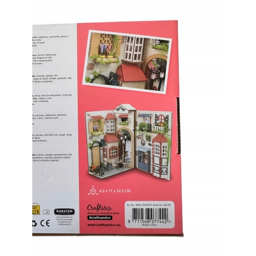 Miniaturowy Bookshelf Domek PARYSKA ALEJA Światło LED ZRÓB TO SAM DIY