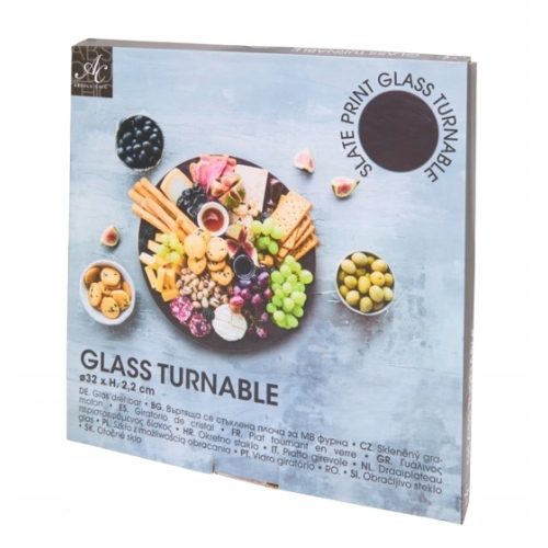 PATERA SZKLANA OBRACANA 360° NA PRZEKĄSKI PIZZA 32 cm x 2.2 cm CLEAR GLASS