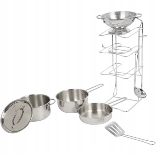 Zestaw do gotowania dla dzieci patelnie garnki stojak ze stali 8 elementów