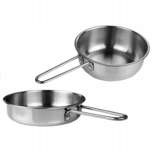 Zabawkowy metalowy zestaw do gotowania patelnie garnki stojak 8 elementów