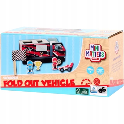 Samochód drewniany składany Mini Matters+figurki OFF-ROAD FSC Straż Pożarna