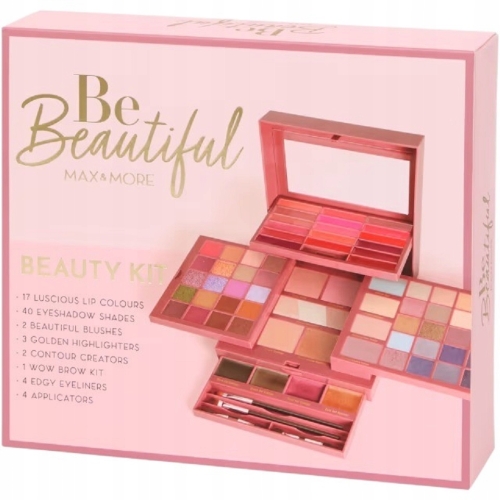 Kuferek z 73 kosmetykami MAX&MORE Paleta cieni makijaż oczu powiek lusterko