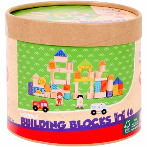 Drewniane klocki edukacyjne dla dzieci 54 sztuki w pudełku Mini Matters