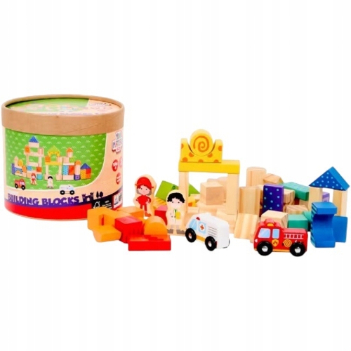 Drewniane klocki edukacyjne dla dzieci 54 sztuki w pudełku Mini Matters