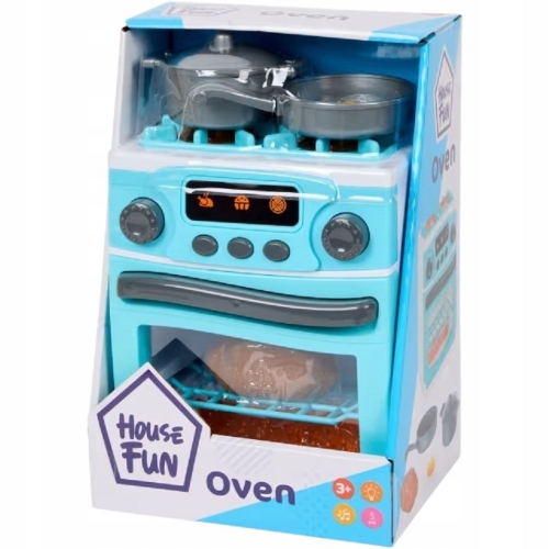 KUCHENKA ZABAWKOWA ELEKTRYCZNA Z DŹWIĘKIEM PIEKARNIK ŚWIATŁO GARNKI ZESTAW