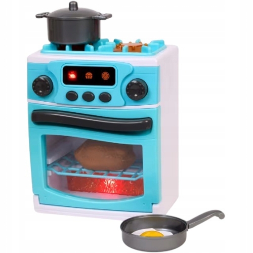 KUCHENKA ZABAWKOWA ELEKTRYCZNA Z DŹWIĘKIEM PIEKARNIK ŚWIATŁO GARNKI ZESTAW