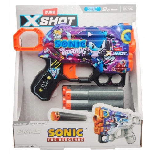 Pistolet Strzałki Wyrzutnia Zuru X-shot SKINS MENACE 8 strzałów SONIC RETRO