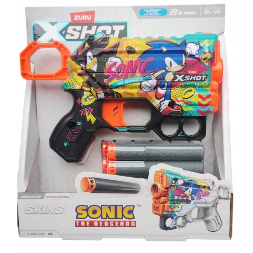 Pistolet Strzałki Wyrzutnia Zuru X-shot SKINS MENACE 8 strzałów HYPER SPIKE
