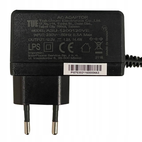 ZASILACZ DEKODERY SATELITARNE SPRZĘT RTY POLSAT BOX A3U-1200120VE 12V 1,2A