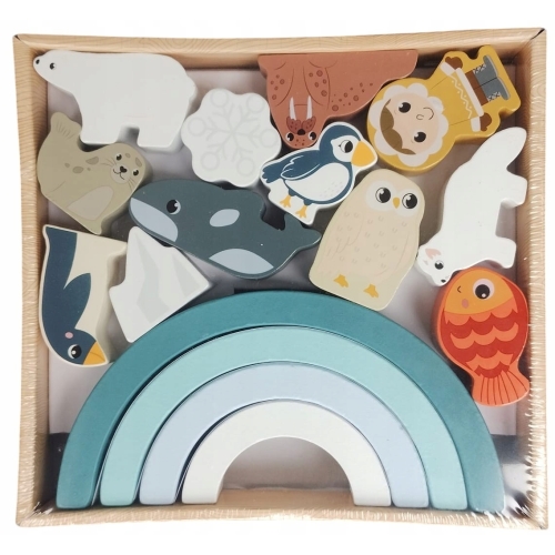 Drewniane klocki do kładania dla dzieci MINI MATTERS 16 elementów słonik