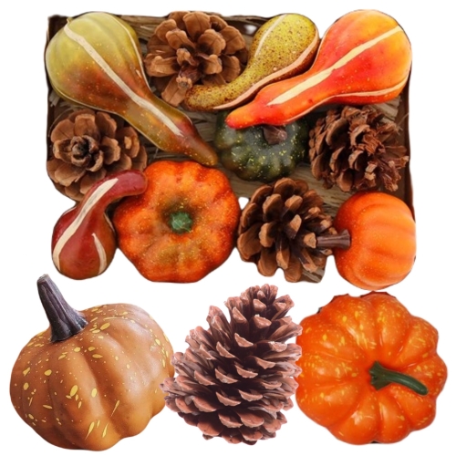 DEKORACJA JESIENNA MAŁE OZDOBNE SZYSZKI ZESTAW DO ARANŻACJI NATURALNE