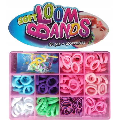 Gumki XXL do tworzenia bransoletek LOOM BANDS 180 ELEMENTÓW + AKCESORIA 23