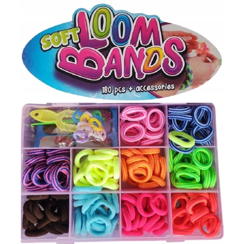 Gumki XXL do tworzenia bransoletek LOOM BANDS 180 ELEMENTÓW + AKCESORIA 56