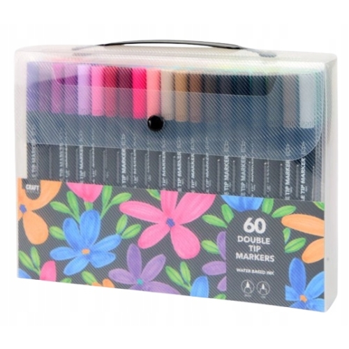 Flamastry Mazaki Podwójne Markery Wodne Pędzelkowe Cinkie TIP Markers 60szt