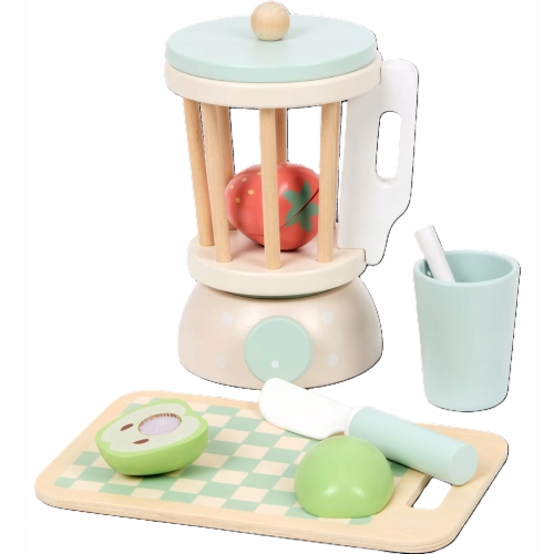 Drewniany blender owoce deska noż kubek biało-miętowy 11ele. Mini Matters