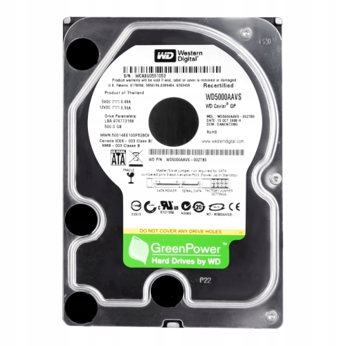 Dysk twardy Western Digital CAVIAR GP WD5000AAVS-00ZTB0 500GB SATA II 3,5"