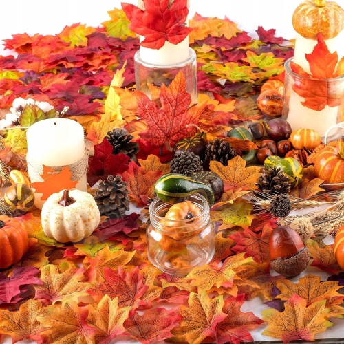 Liście jesienne Sztuczna dekoracja zestaw 25 sztuk Realny kształt LIŚĆ KLON