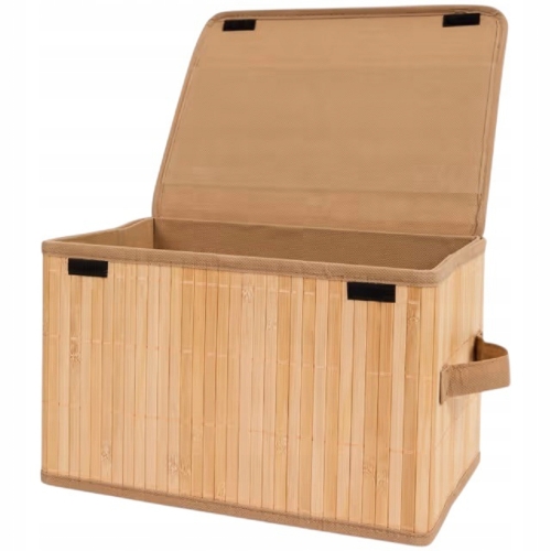 Bambusowy Eko kosz pojemnik do przechowywania składany zamykany 32 x 21 cm