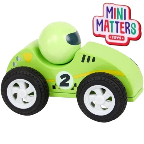 Samochód drewniany Gumowe Opony Wyścigówka dla dzieci Mini Matters żółta