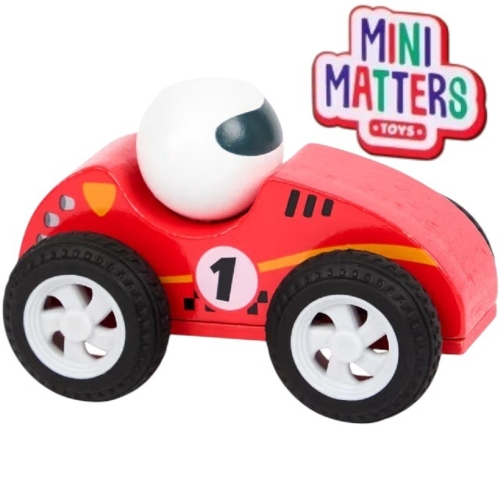 Samochód drewniany Gumowe Opony Wyścigówka dla dzieci Mini Matters żółta