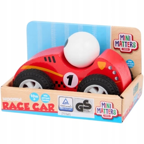 Samochód drewniany Gumowe Opony Wyścigówka dla dzieci Mini Matters czerwona