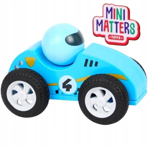 Samochód drewniany Gumowe Opony Wyścigówka dla dzieci Mini Matters blue nr4