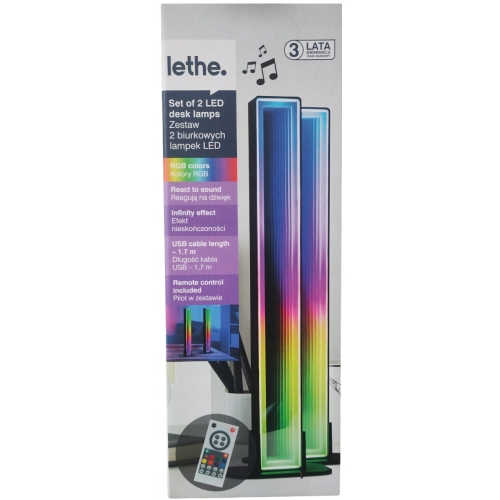 LAMPY BIURKOWE LED LETHE KOMPLET 2 SZT USB RGB PILOT INFINITY EFECT 28 CM
